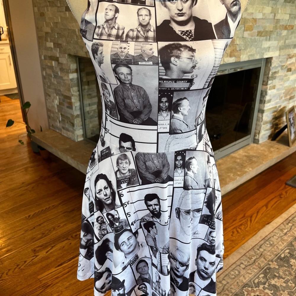 Black and White Serial Killer Mugshot Dress Western Evil Women’s XS